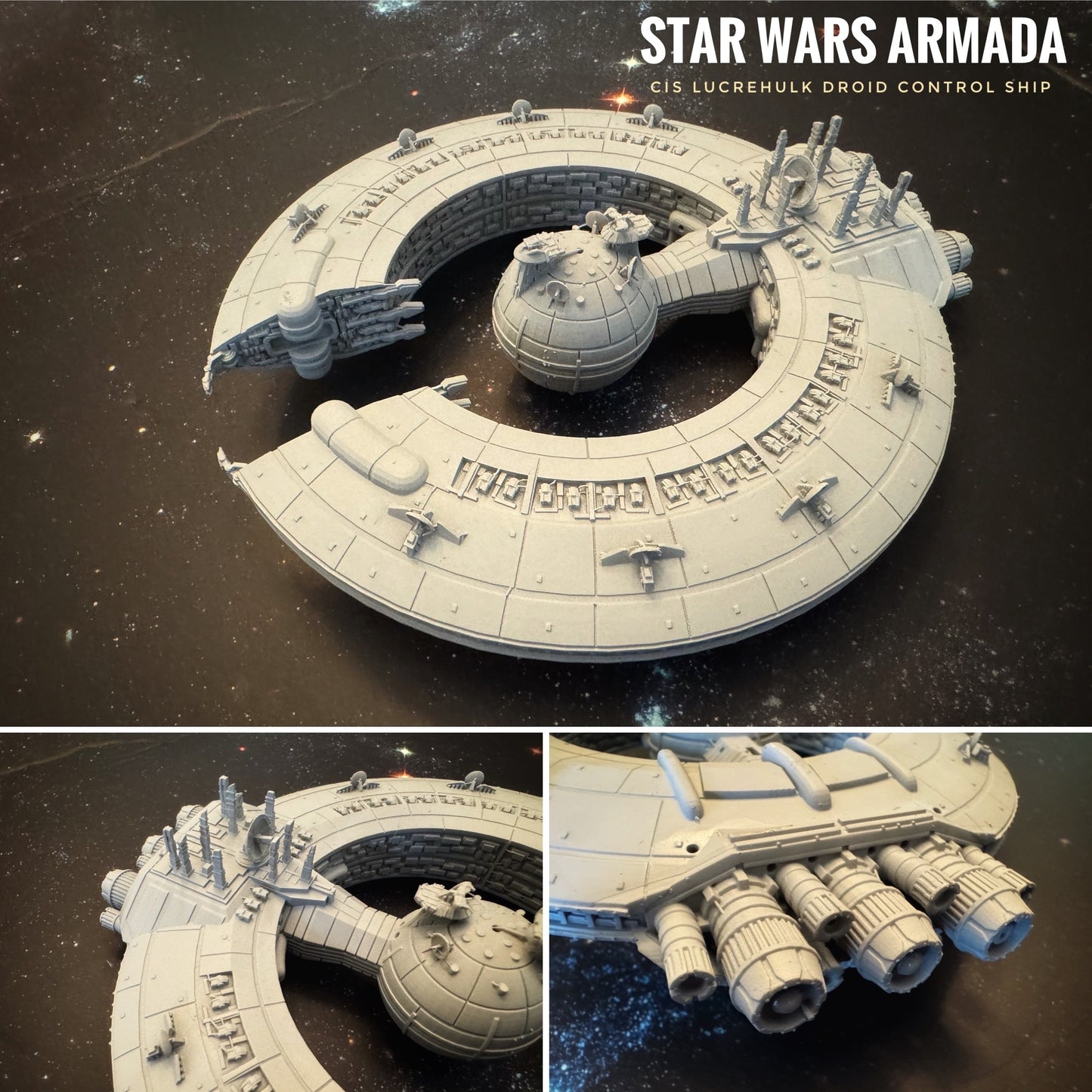Star Wars Armada CIS Lucrehulk Battlecruiser Raw/Unpainted -or- Hand Painted Model 3D 14k Resin