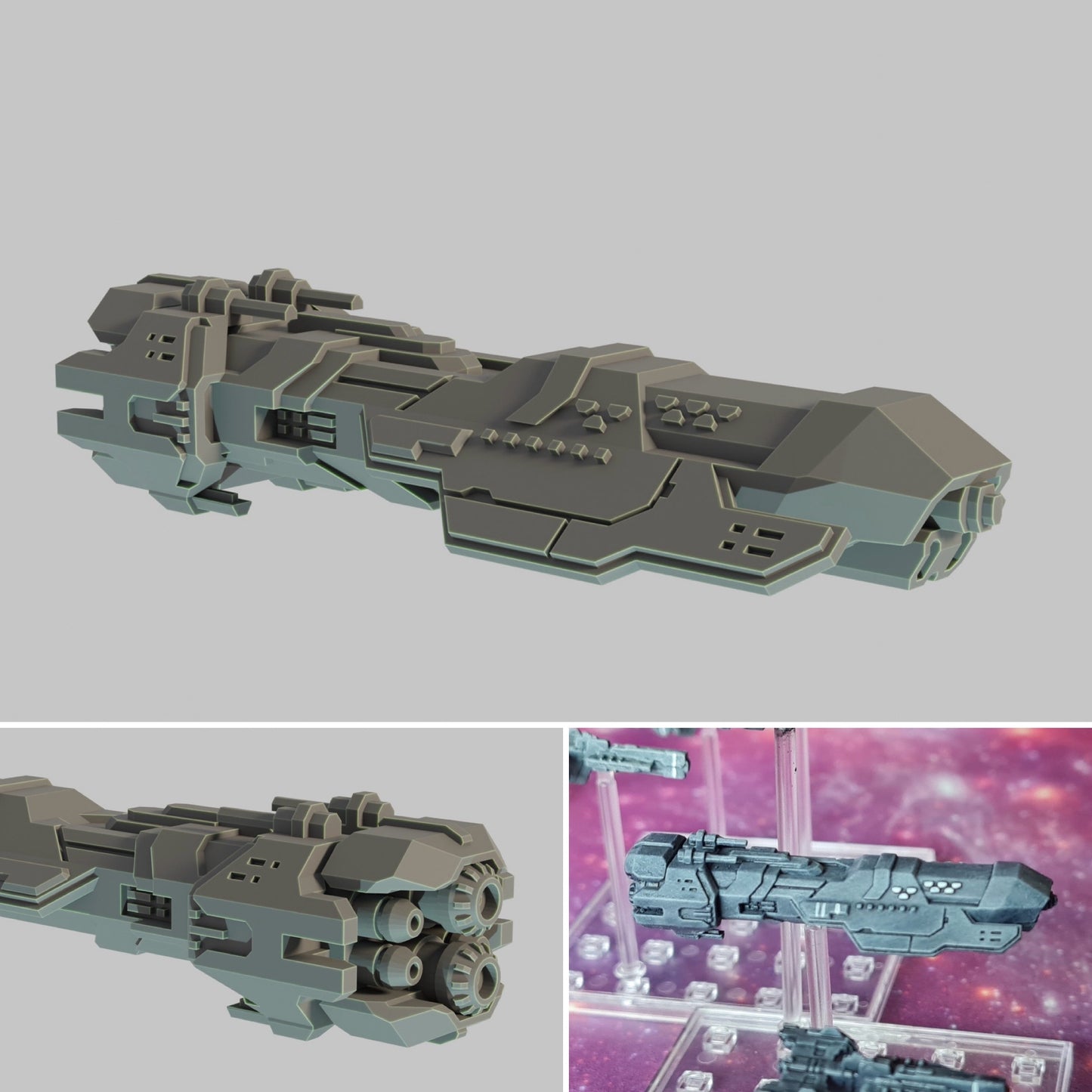 HALO Fleet Battles (Star Wars Armada scale) UNSC Neptune-Class Light Cruiser Hand-Painted or Raw 14k 3D Resin Print