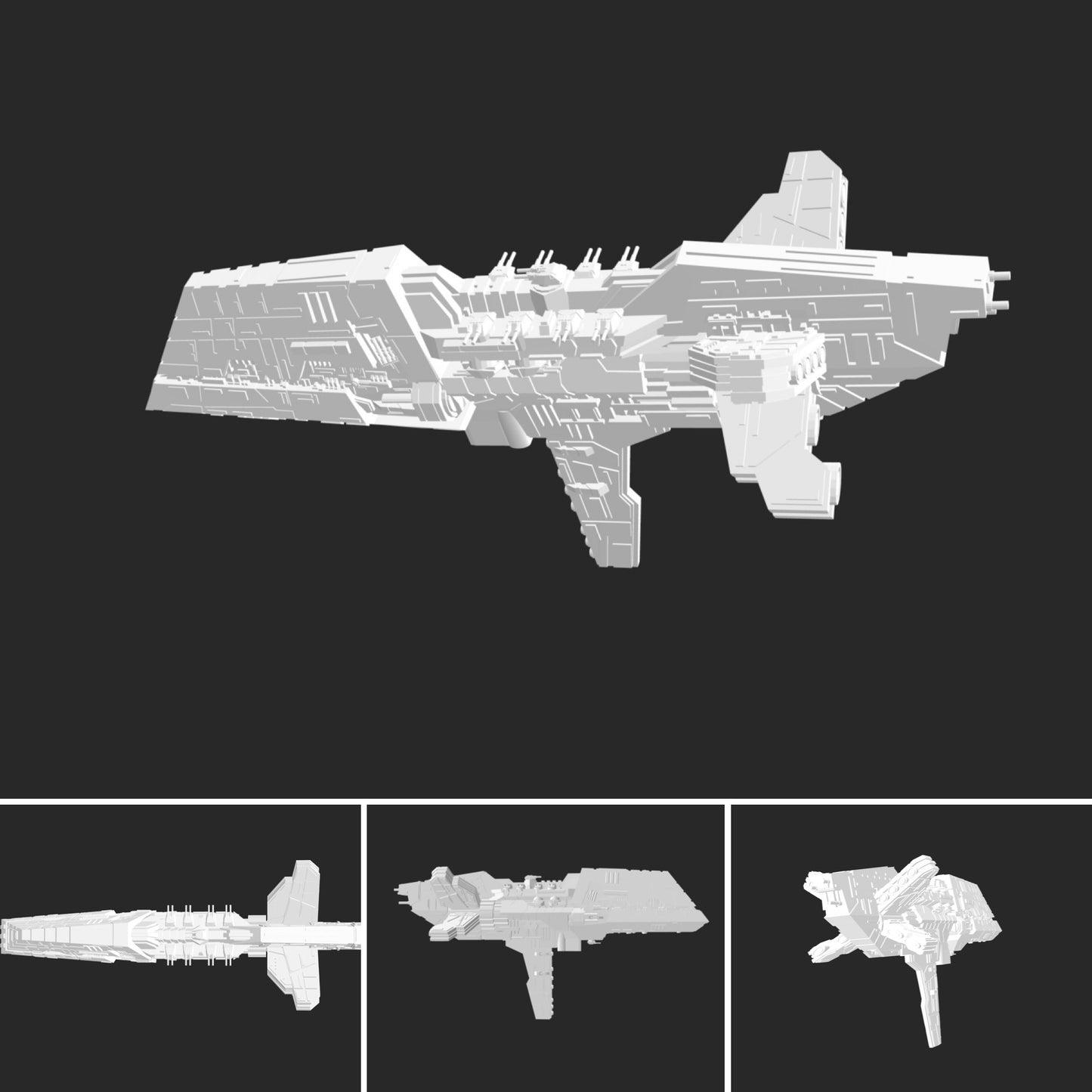 Star Wars Armada Kandoshii Dreadnaught Raw/Unpainted -or- Hand Painted Model 3D 14k Resin
