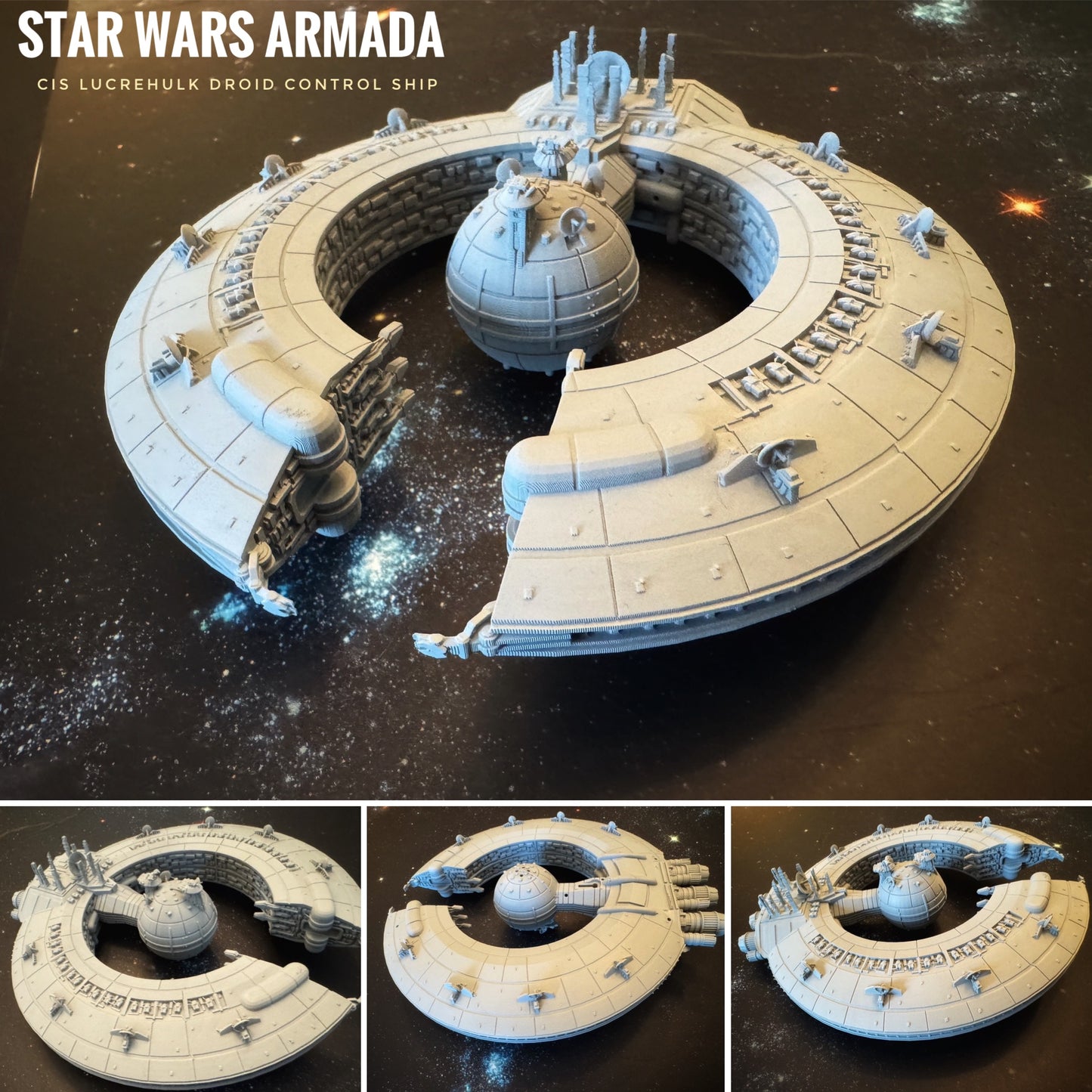 Star Wars Armada CIS Lucrehulk Battlecruiser Raw/Unpainted -or- Hand Painted Model 3D 14k Resin