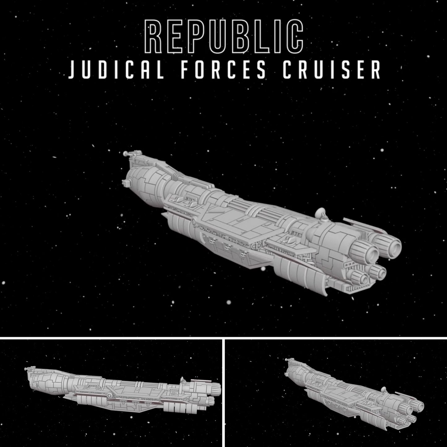 Star Wars Armada GAR Republic Judicial Forces Cruiser Raw/Unpainted -or- Hand Painted Model 3D 14k Resin
