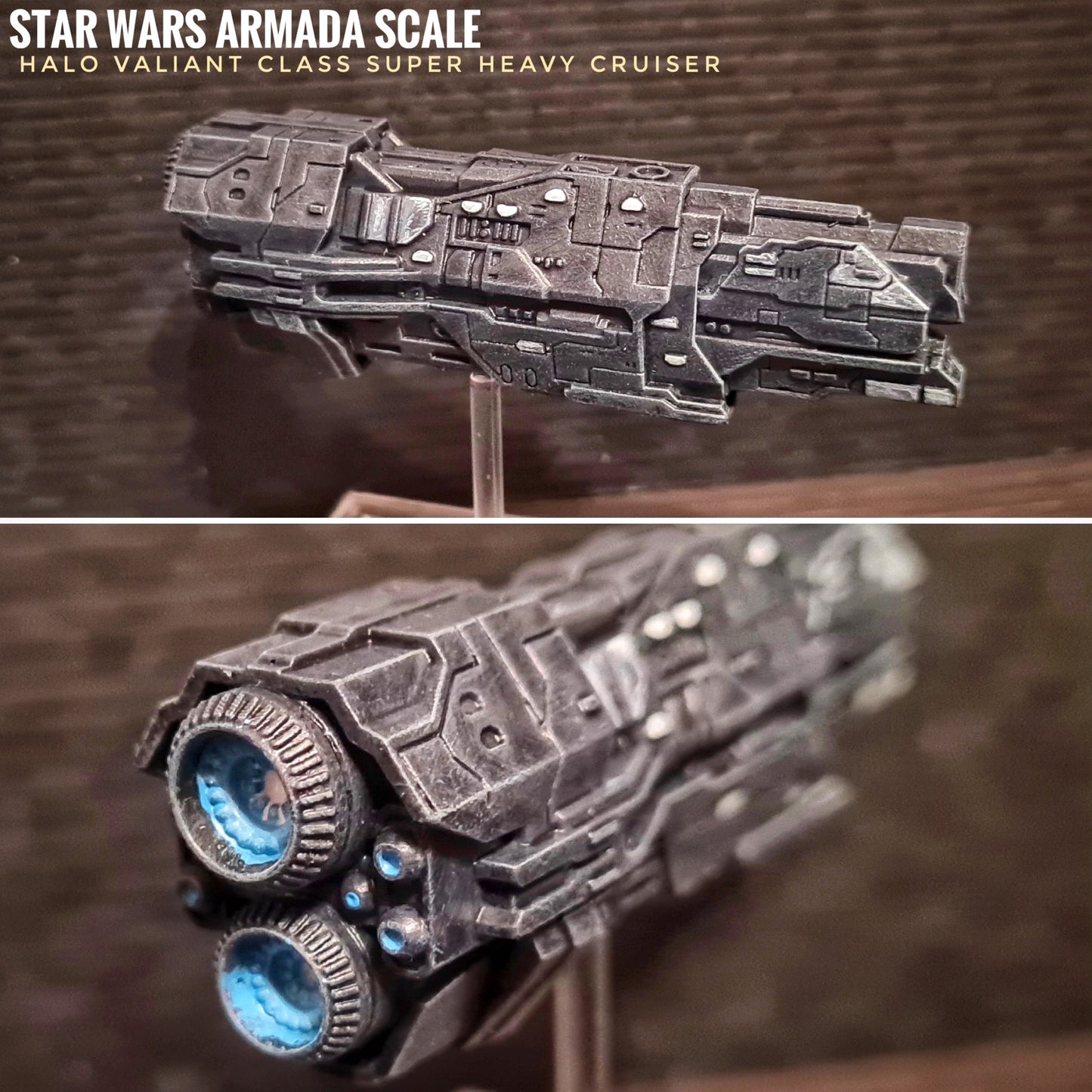HALO Fleet Battles (Star Wars Armada scale) UNSC Valiant-Class Super Heavy Cruiser Hand-Painted or Raw 14k 3D Resin Print