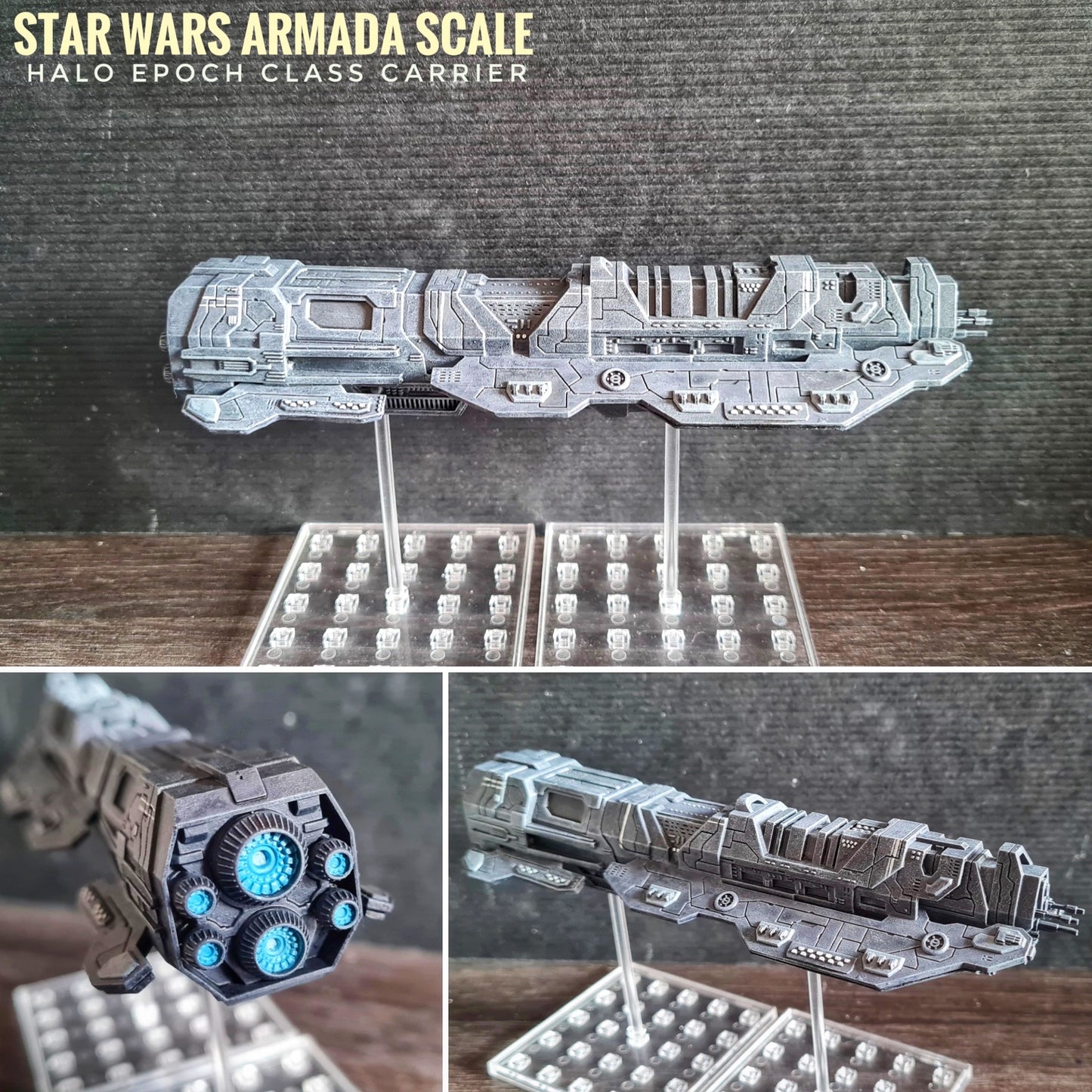 HALO Fleet Battles (Star Wars Armada scale) UNSC Epoch-Class Carrier Hand-Painted or Raw 14k 3D Resin Print