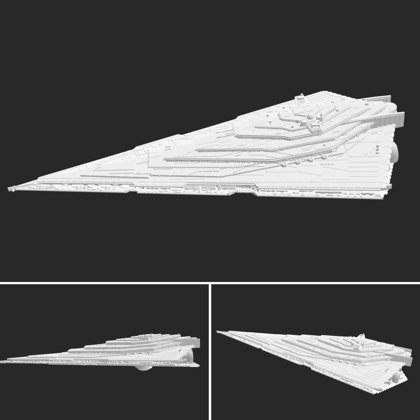 Star Wars Armada Resurgent Stsr Destroyer Raw/Unpainted -or- Hand Painted Model 3D 14k Resin