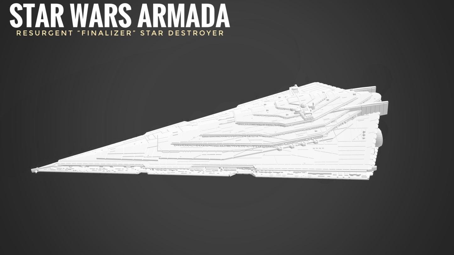 Star Wars Armada Resurgent Stsr Destroyer Raw/Unpainted -or- Hand Painted Model 3D 14k Resin