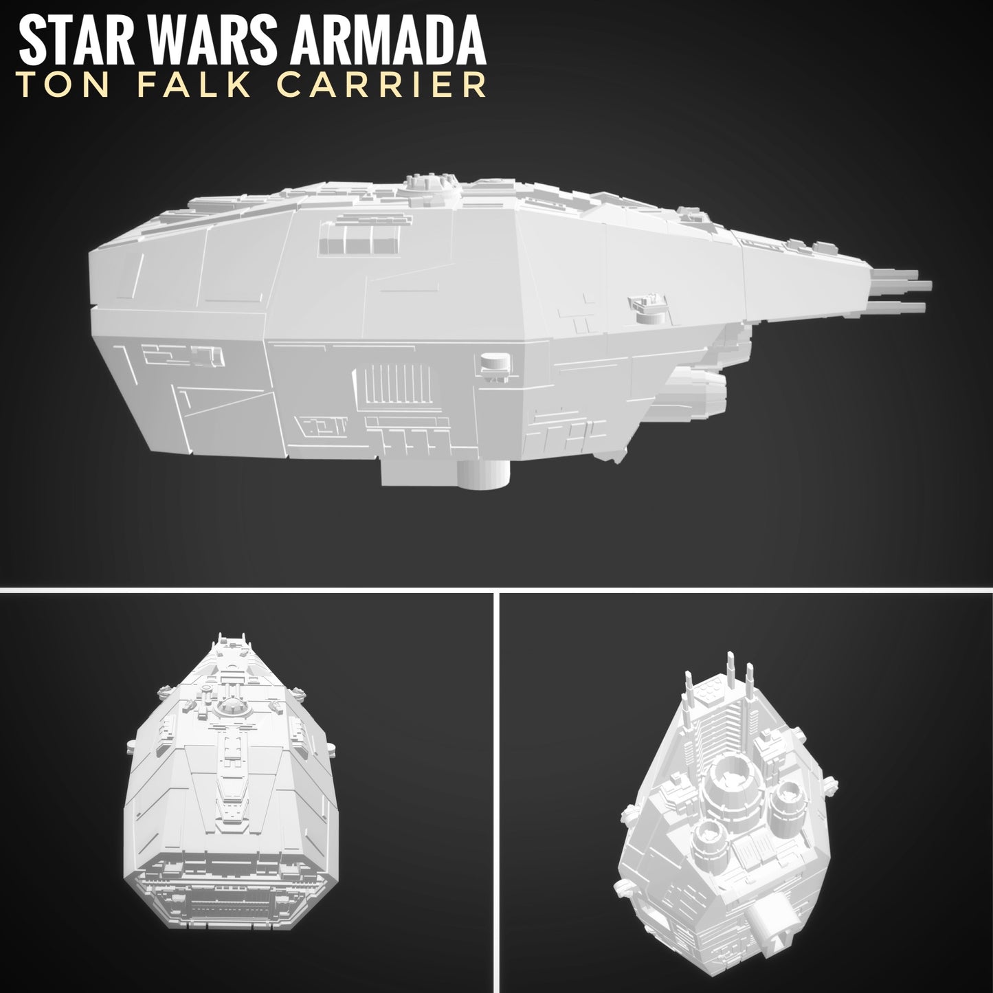 Star Wars Armada Imperial Ton Falk Carrier Raw/Unpainted -or- Hand Painted Model 3D 14k Resin
