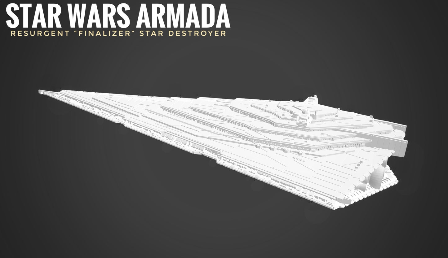 Star Wars Armada Resurgent Stsr Destroyer Raw/Unpainted -or- Hand Painted Model 3D 14k Resin