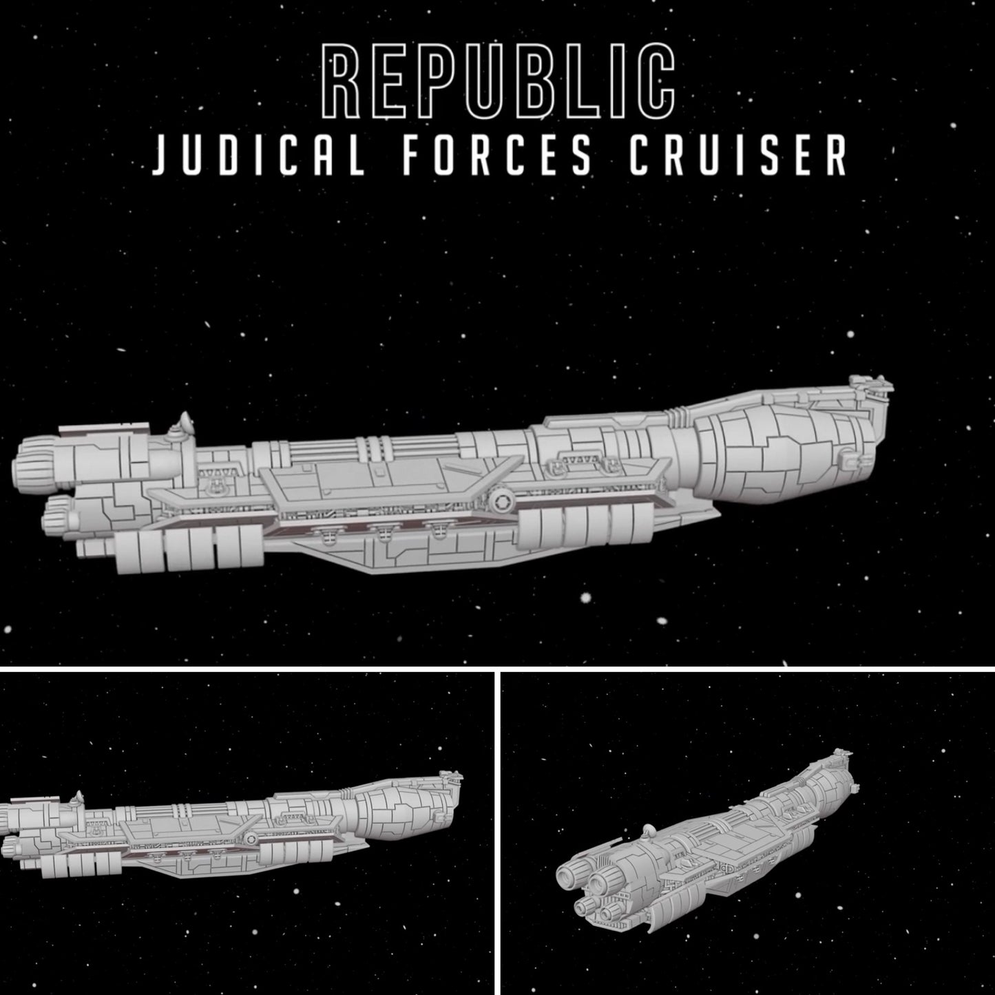 Star Wars Armada GAR Republic Judicial Forces Cruiser Raw/Unpainted -or- Hand Painted Model 3D 14k Resin