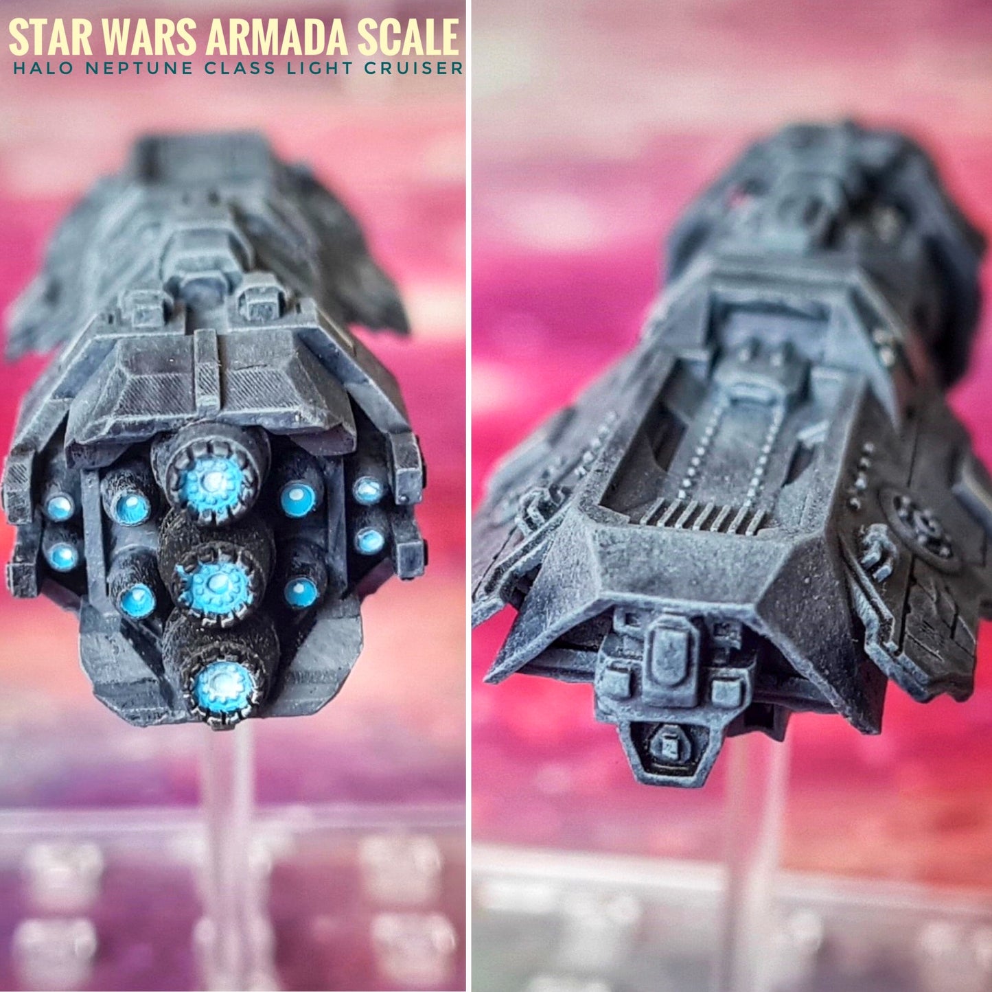 HALO Fleet Battles (Star Wars Armada scale) UNSC Neptune-Class Light Cruiser Hand-Painted or Raw 14k 3D Resin Print