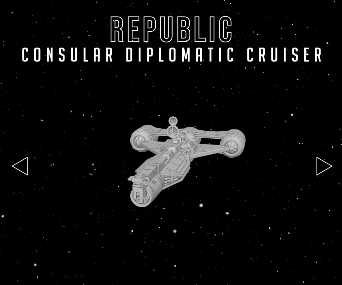 Star Wars Armada Republic Consular Diplomatic Cruiser Raw/Unpainted -or- Hand Painted Model 3D 14k Resin