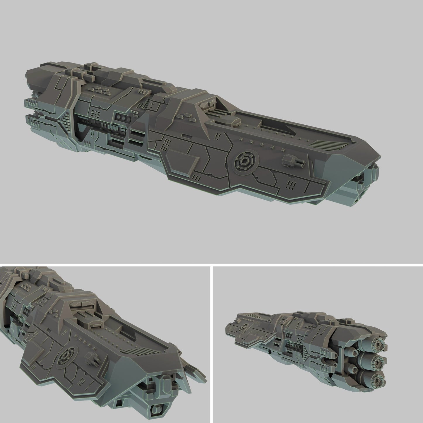 HALO Fleet Battles (Star Wars Armada scale) UNSC Neptune-Class Light Cruiser Hand-Painted or Raw 14k 3D Resin Print