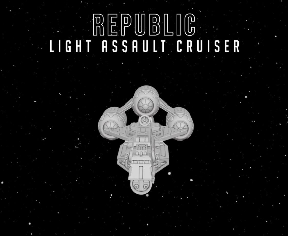Star Wars Armada Republic Light Assault Cruiser Raw/Unpainted -or- Hand Painted Model 3D 14k Resin