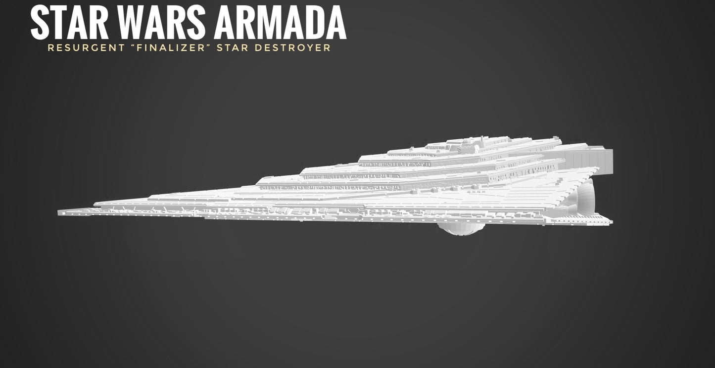 Star Wars Armada Resurgent Stsr Destroyer Raw/Unpainted -or- Hand Painted Model 3D 14k Resin
