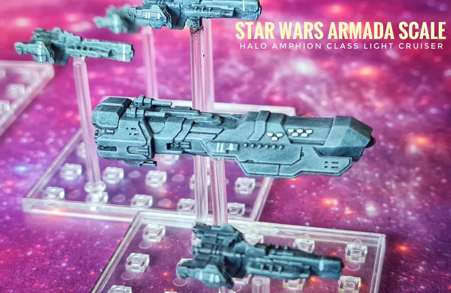 HALO Fleet Battles (Star Wars Armada scale) UNSC Amphion-Class Light Cruiser Hand-Painted or Raw 14k 3D Resin Print
