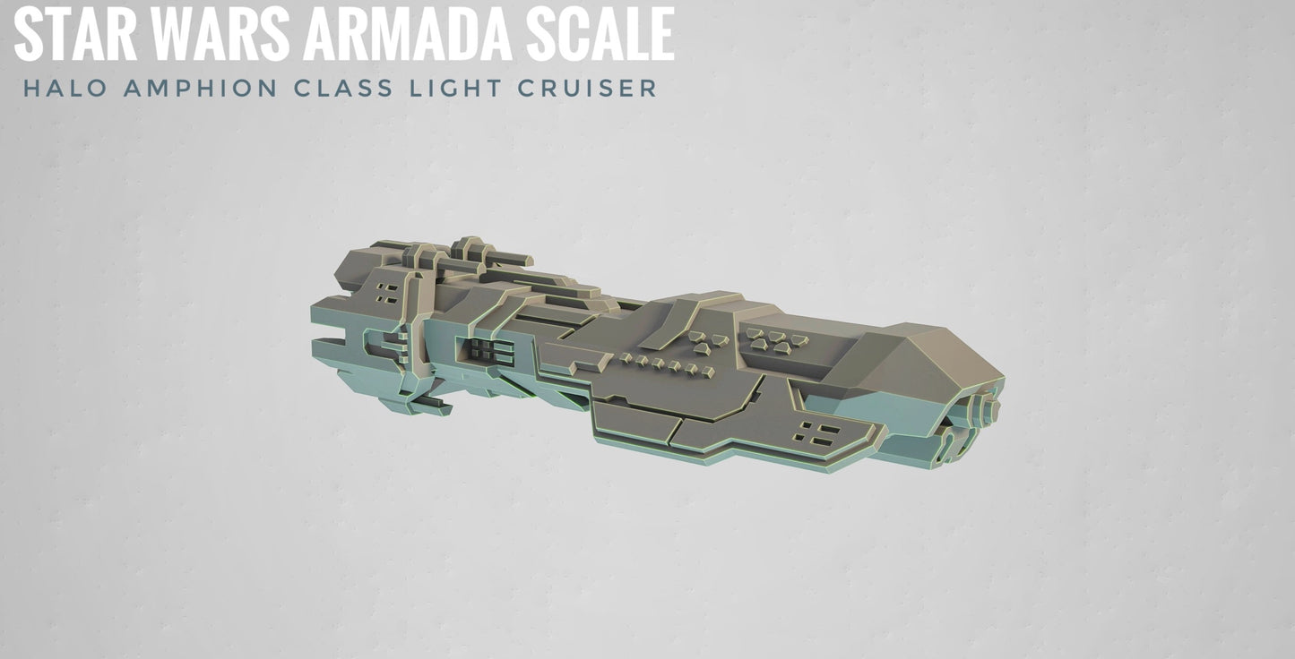 HALO Fleet Battles (Star Wars Armada scale) UNSC Amphion-Class Light Cruiser Hand-Painted or Raw 14k 3D Resin Print