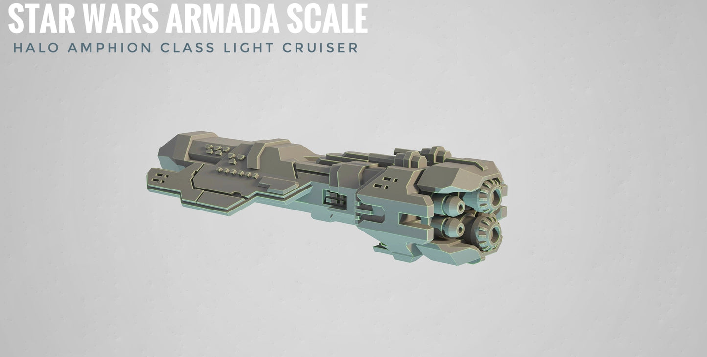 HALO Fleet Battles (Star Wars Armada scale) UNSC Amphion-Class Light Cruiser Hand-Painted or Raw 14k 3D Resin Print