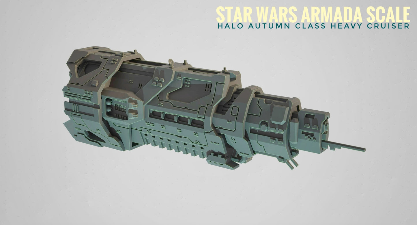 HALO Fleet Battles (Star Wars Armada scale) UNSC Autumn-Class Heavy Cruiser Hand-Painted or Raw 14k 3D Resin Print