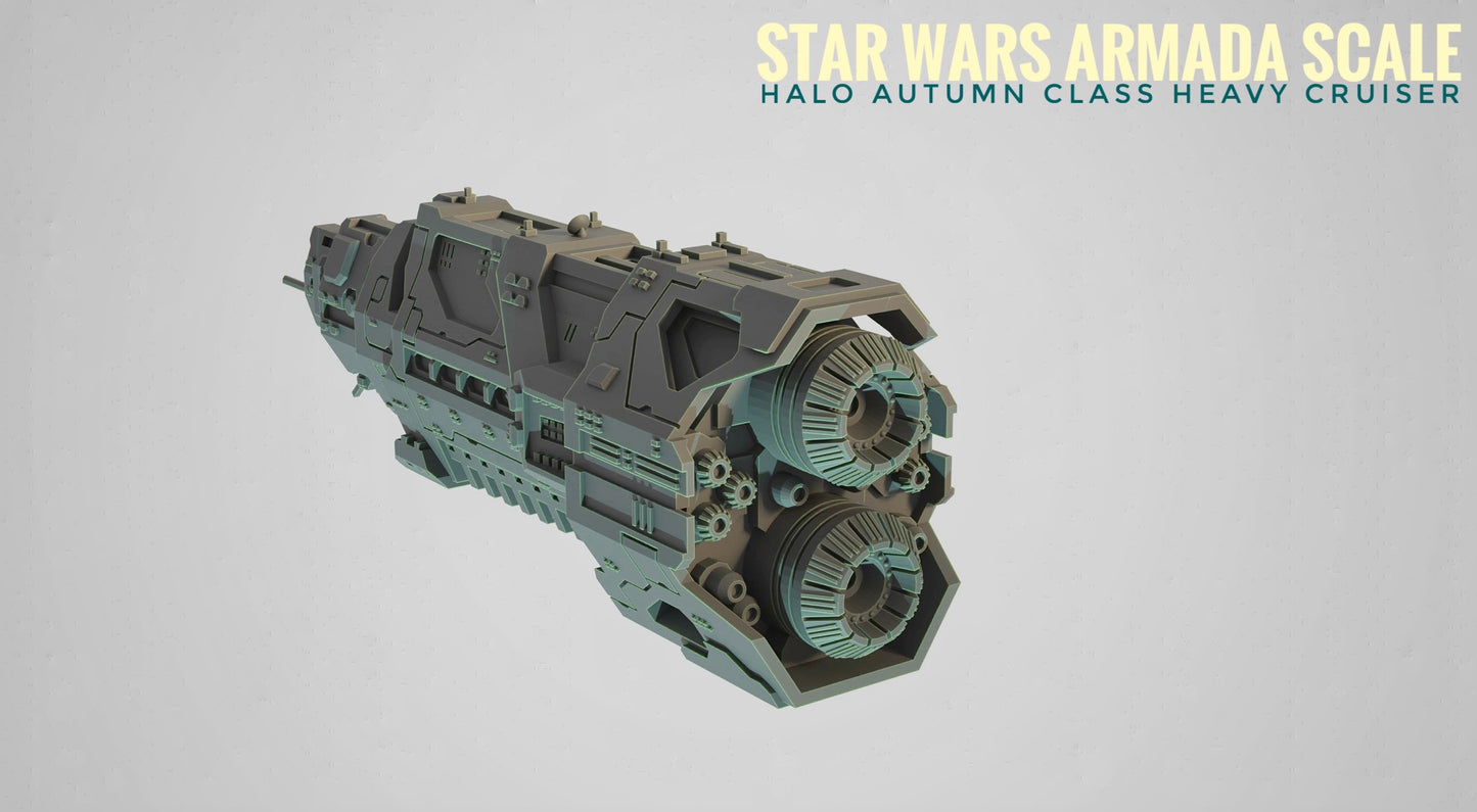 HALO Fleet Battles (Star Wars Armada scale) UNSC Autumn-Class Heavy Cruiser Hand-Painted or Raw 14k 3D Resin Print