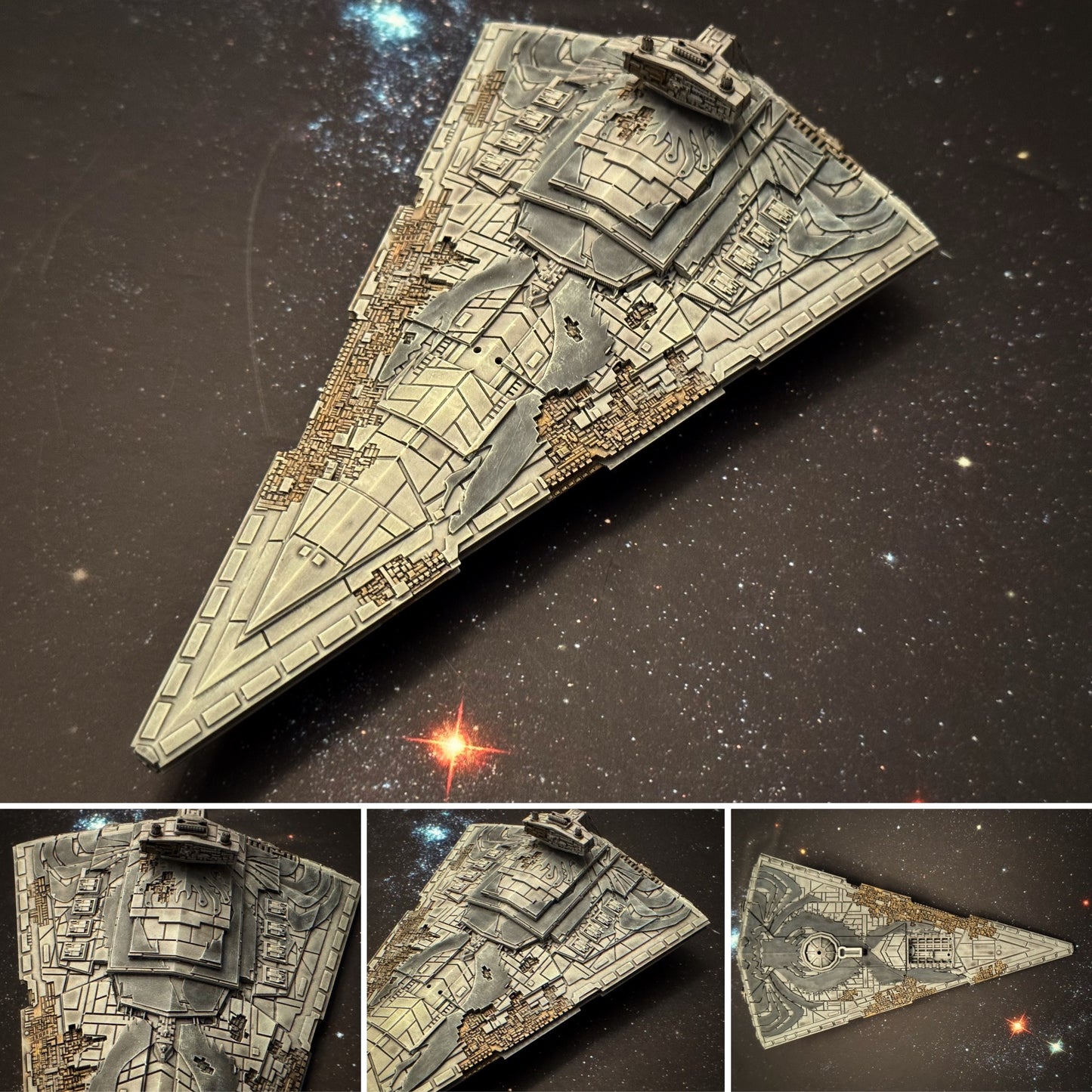 Star Wars Armada Thrawn Chimaera Imperial Star Destroyer ISD-1 Raw Unpainted - or - PAINTED 14k 3D