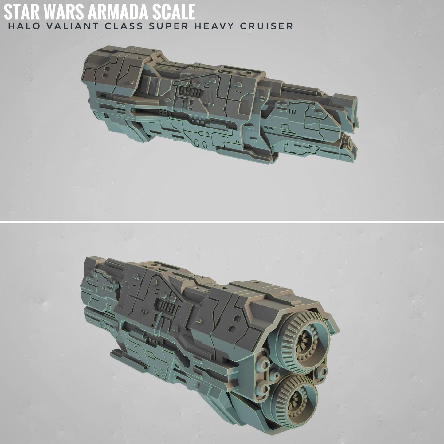 HALO Fleet Battles (Star Wars Armada scale) UNSC Valiant-Class Super Heavy Cruiser Hand-Painted or Raw 14k 3D Resin Print