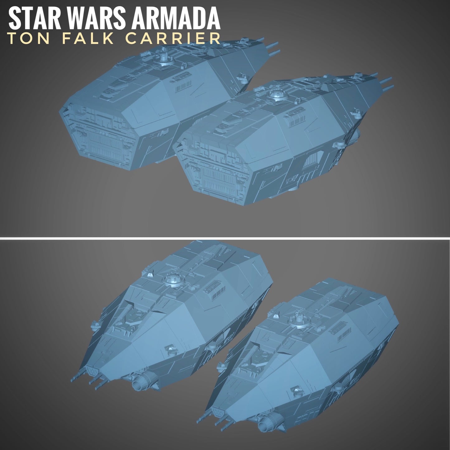 Star Wars Armada Imperial Ton Falk Carrier Raw/Unpainted -or- Hand Painted Model 3D 14k Resin