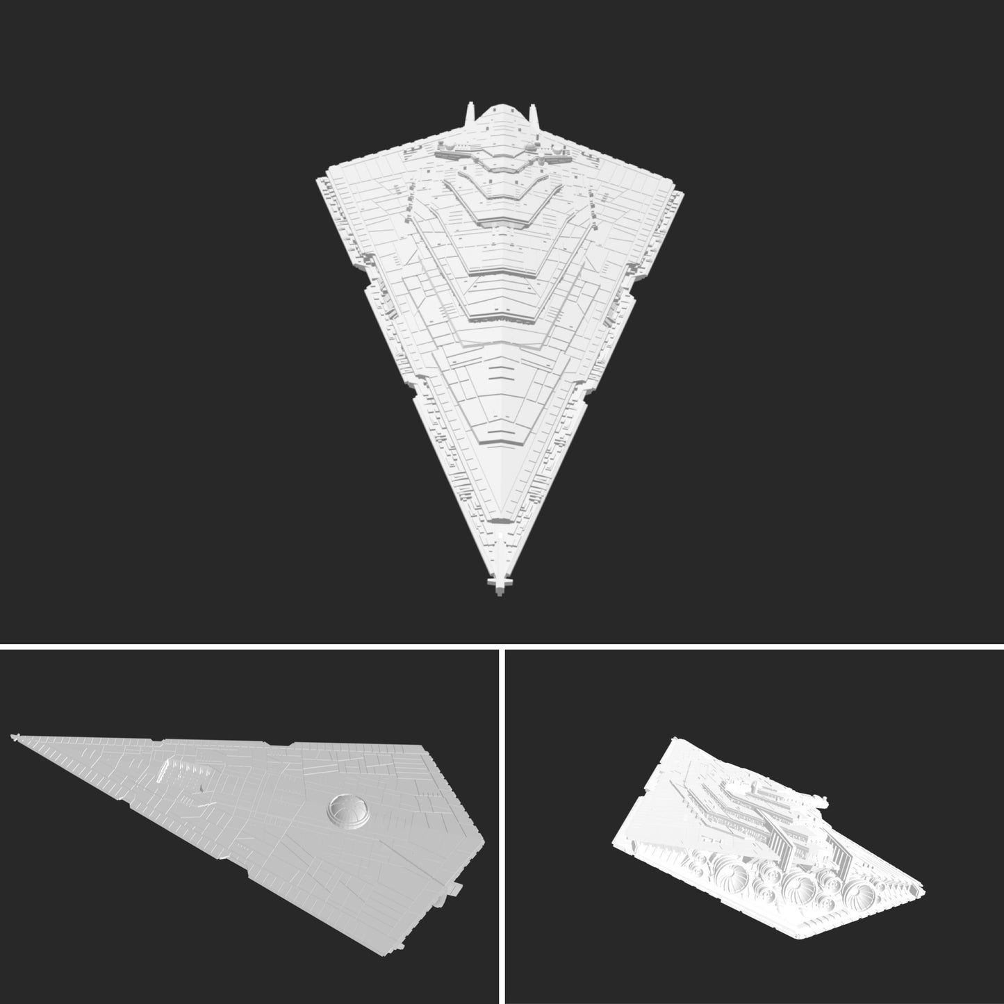 Star Wars Armada Resurgent Stsr Destroyer Raw/Unpainted -or- Hand Painted Model 3D 14k Resin