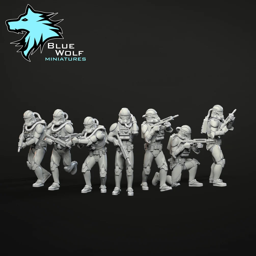 Star Wars LEGION Lagoon Troopers or set w/MKII Speeder • Raw/Unpainted -or- Hand Painted Model 3D 14k Resin
