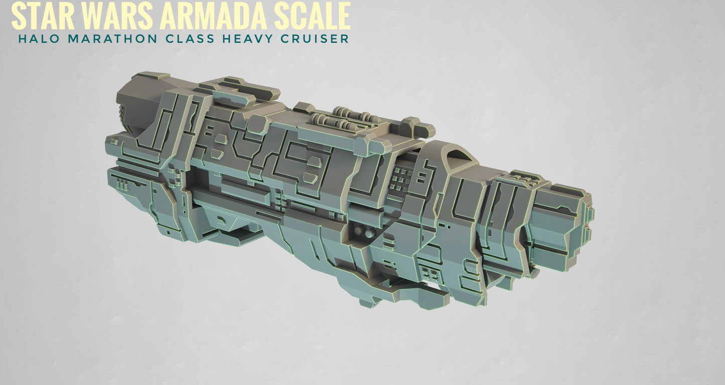 HALO Fleet Battles (Star Wars Armada scale) UNSC Marathon-Class Heavy Cruiser Hand-Painted or Raw 14k 3D Resin Print