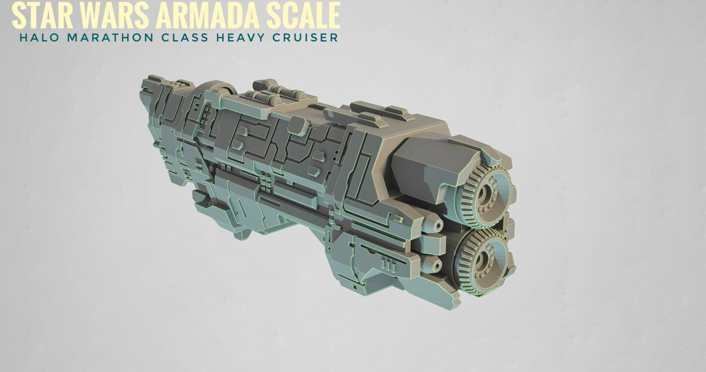 HALO Fleet Battles (Star Wars Armada scale) UNSC Marathon-Class Heavy Cruiser Hand-Painted or Raw 14k 3D Resin Print