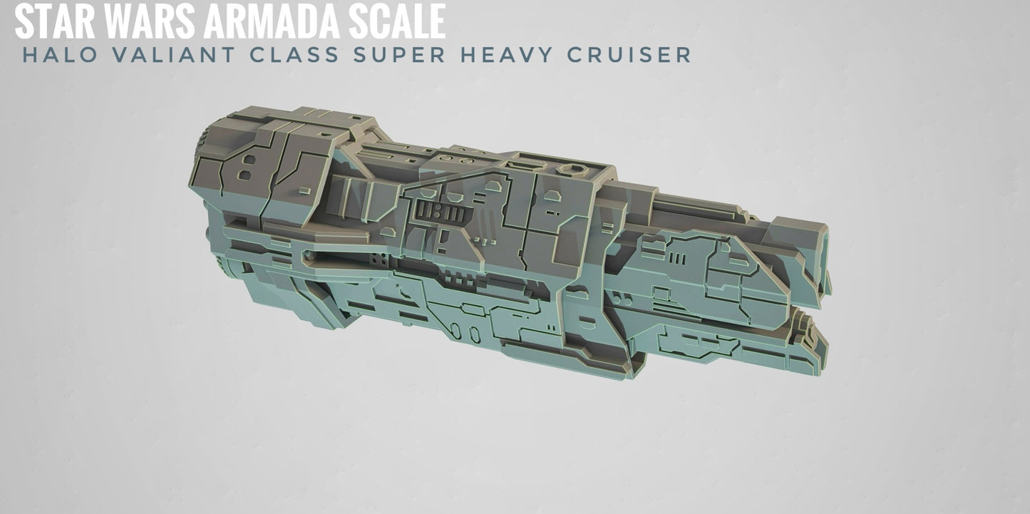 HALO Fleet Battles (Star Wars Armada scale) UNSC Valiant-Class Super Heavy Cruiser Hand-Painted or Raw 14k 3D Resin Print