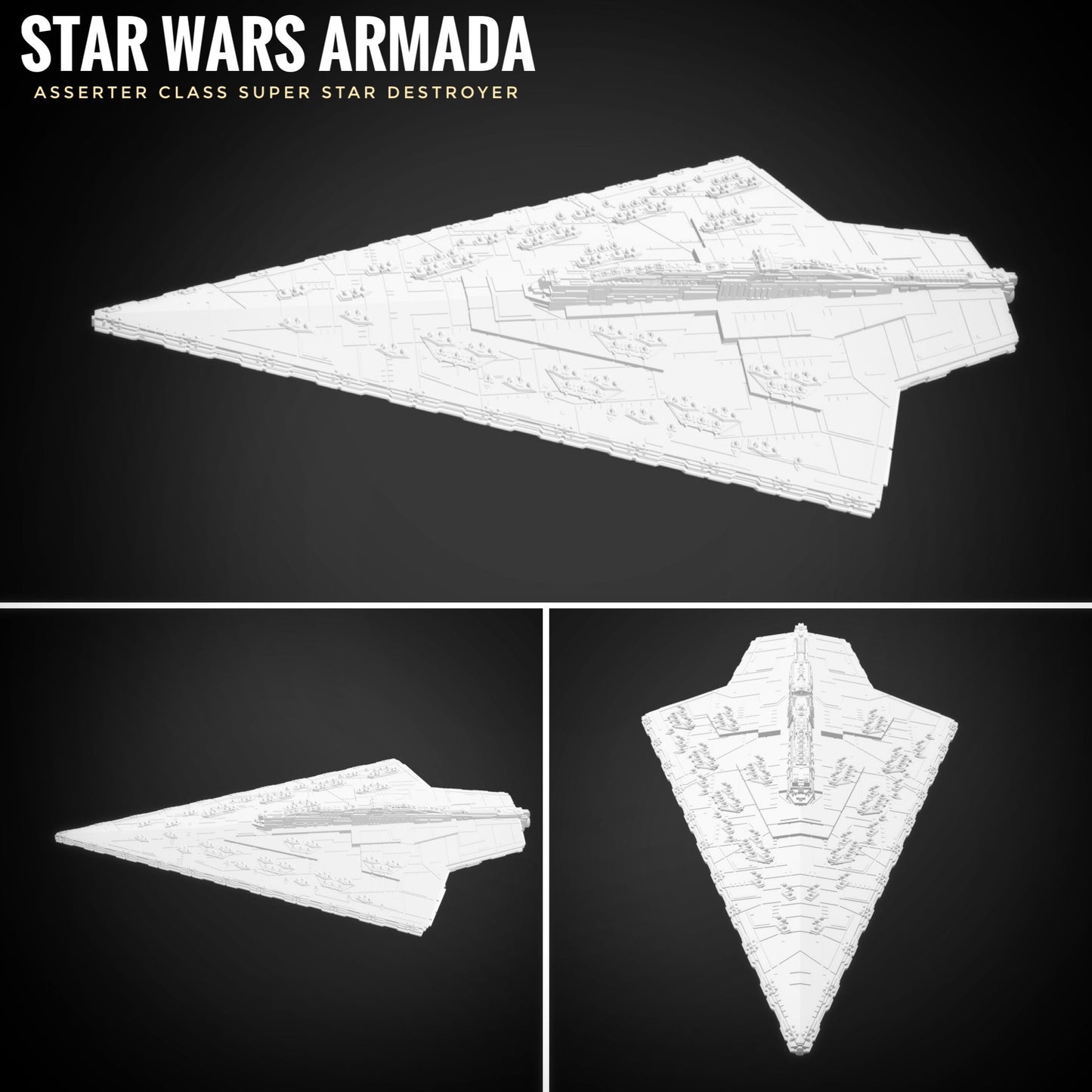 Star Wars Armada Imperial Asserter-class Super Star Destroyer Raw/Unpainted -or- Hand Painted Model 3D 14k Resin
