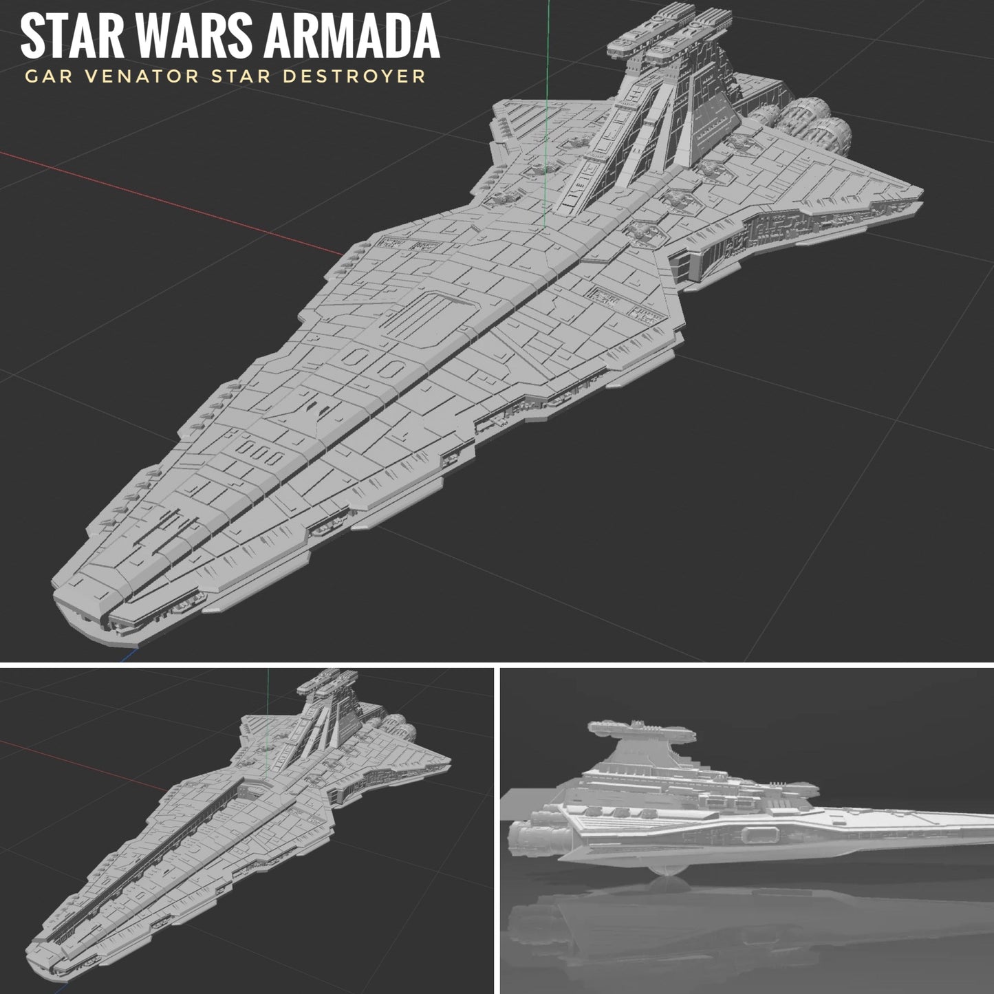 Star Wars Armada VENATOR 7”L Model 3D UV Resin Print Ship Battles X-wing