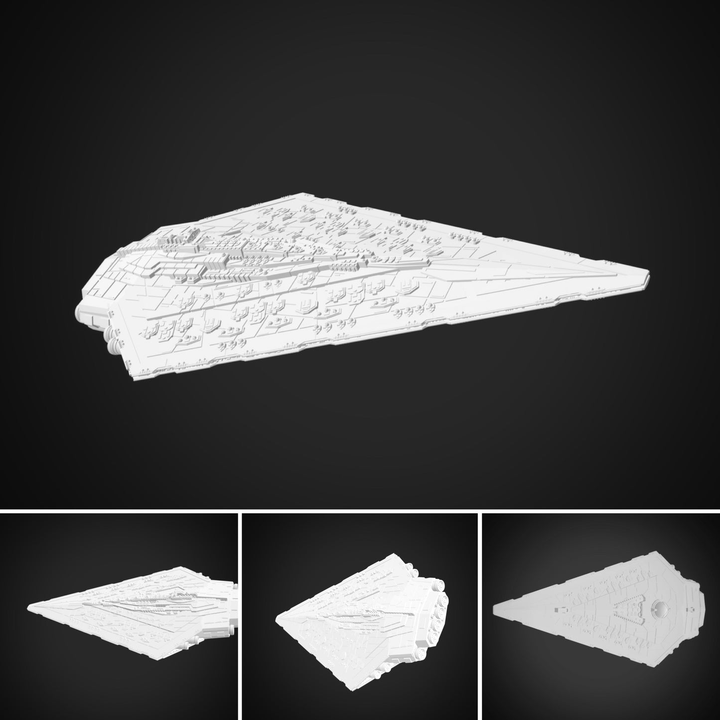 Star Wars Armada Imperial Asserter-class Super Star Destroyer Raw/Unpainted -or- Hand Painted Model 3D 14k Resin