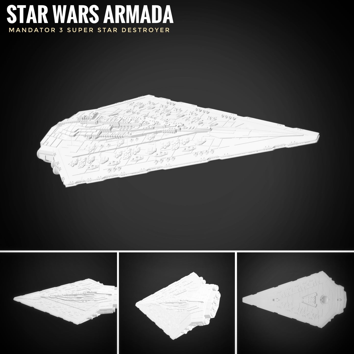 Star Wars Armada Imperial Asserter-class Super Star Destroyer Raw/Unpainted -or- Hand Painted Model 3D 14k Resin