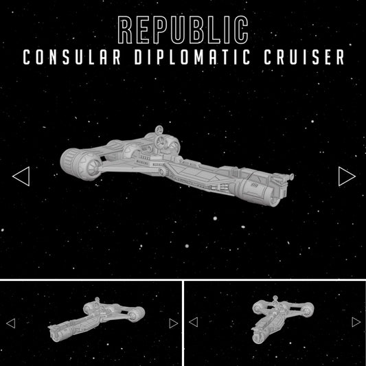 Star Wars Armada Republic Consular Diplomatic Cruiser Raw/Unpainted -or- Hand Painted Model 3D 14k Resin