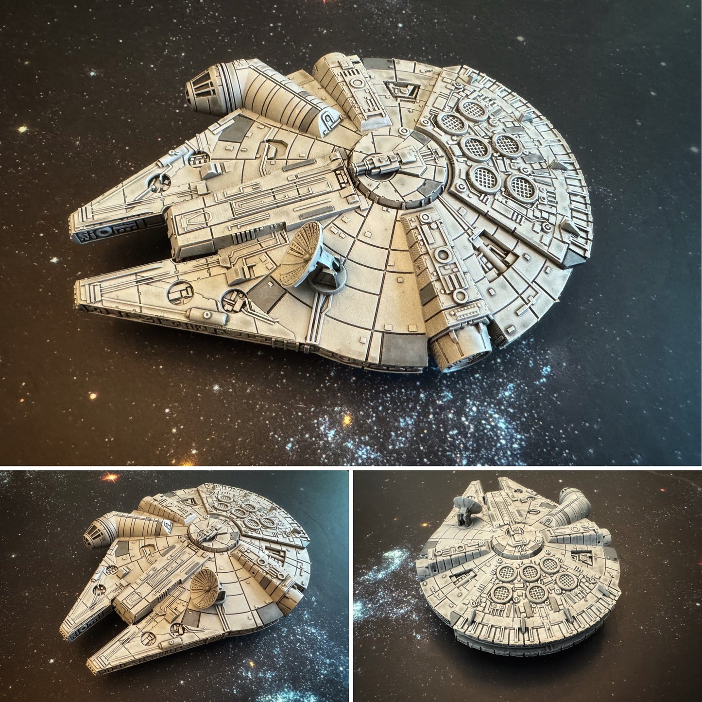 Star Wars X-Wing Millenium Falcon YT-1300 Freighter HAND PAINTED 14k 3D