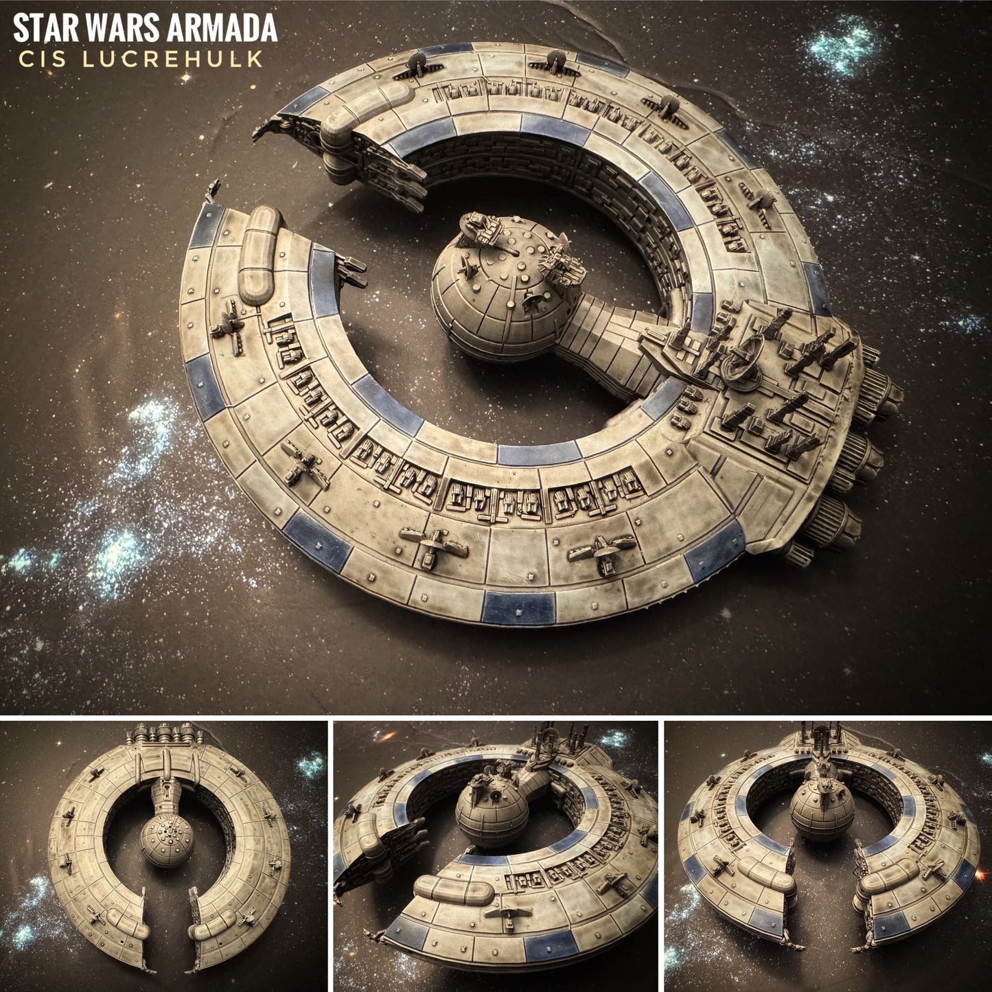 Star Wars Armada CIS Lucrehulk Battlecruiser Raw/Unpainted -or- Hand Painted Model 3D 14k Resin