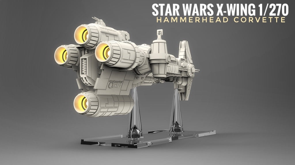 Star Wars X-wing 1/270 Hammerhead Corvette Raw or PAINTED Resin 14k 3D