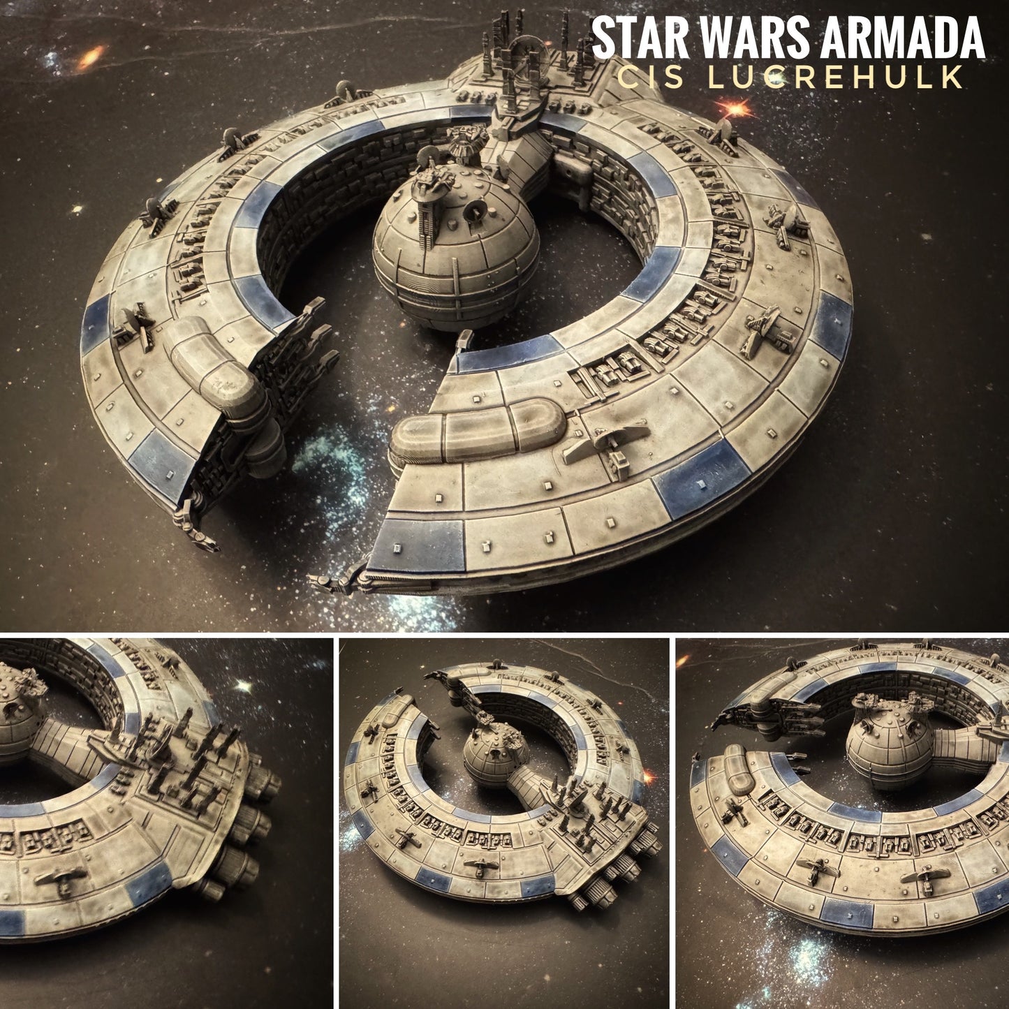 Star Wars Armada CIS Lucrehulk Battlecruiser Raw/Unpainted -or- Hand Painted Model 3D 14k Resin