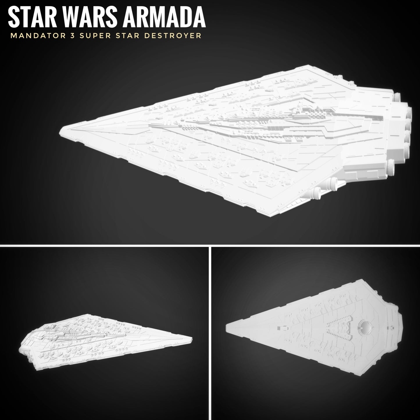 Star Wars Armada Imperial Asserter-class Super Star Destroyer Raw/Unpainted -or- Hand Painted Model 3D 14k Resin
