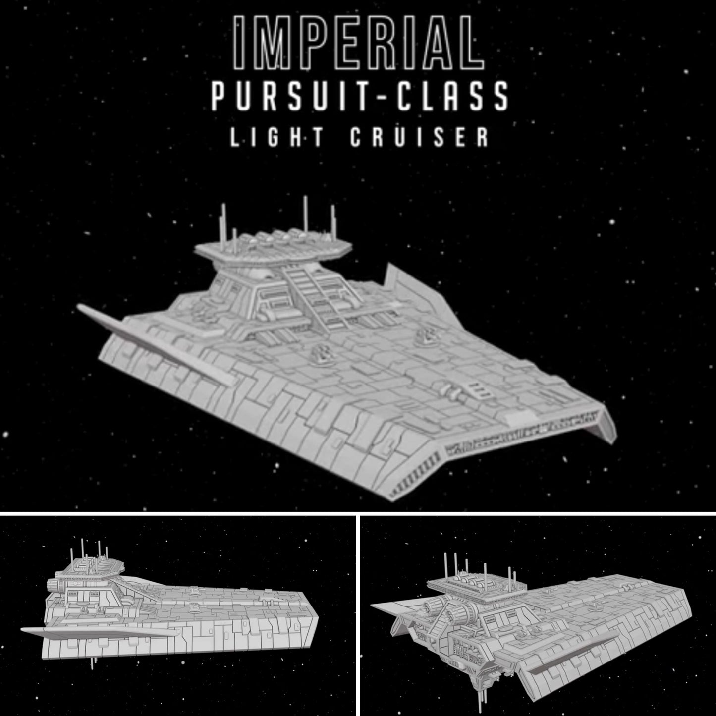 Star Wars Armada Imperial Pursuit Light Cruiser Raw/Unpainted -or- Hand Painted Model 3D 14k Resin