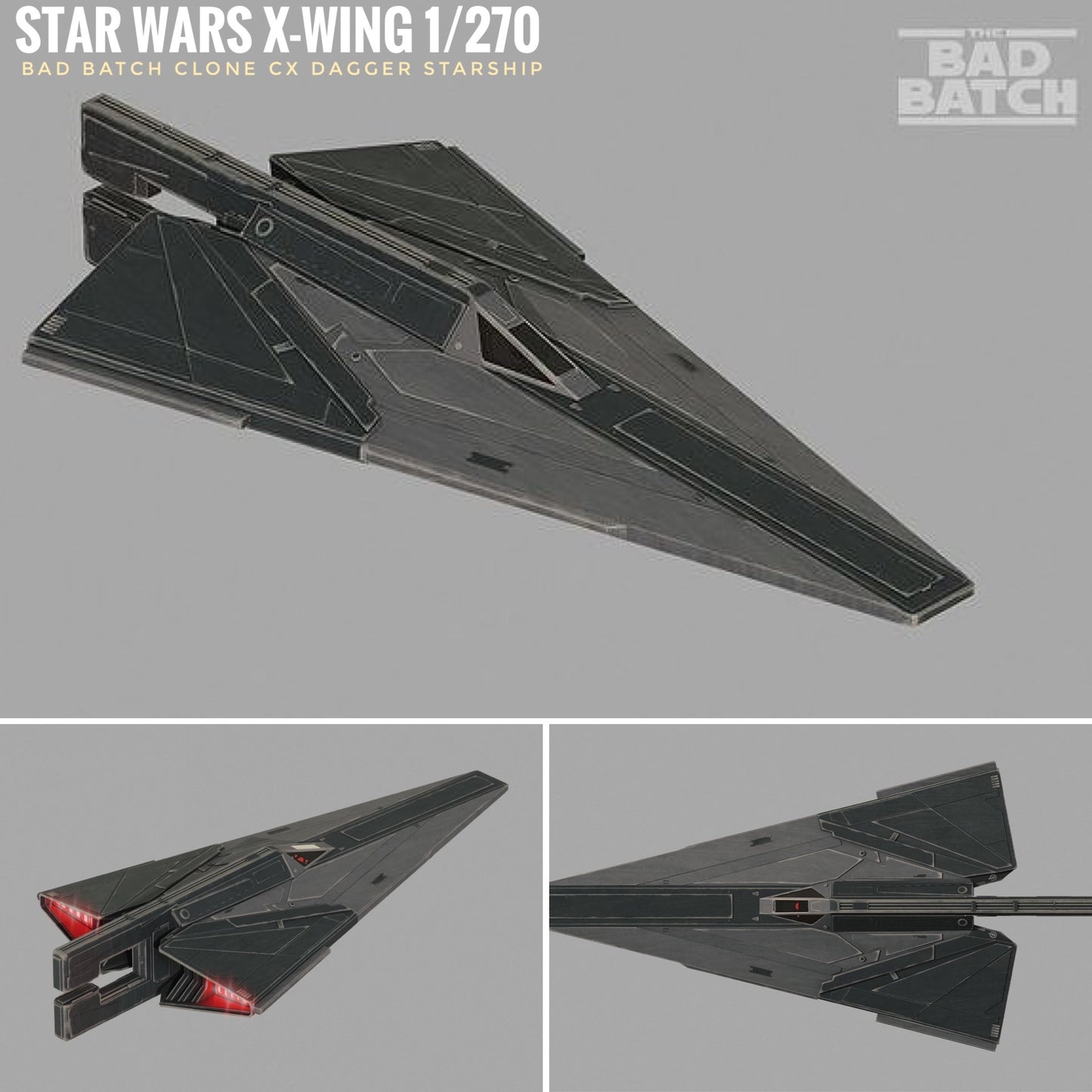 Star Wars X-wing 1/270 Bad Batch Clone Assassin CX Dagger Starship Raw or PAINTED Resin 12k 3D