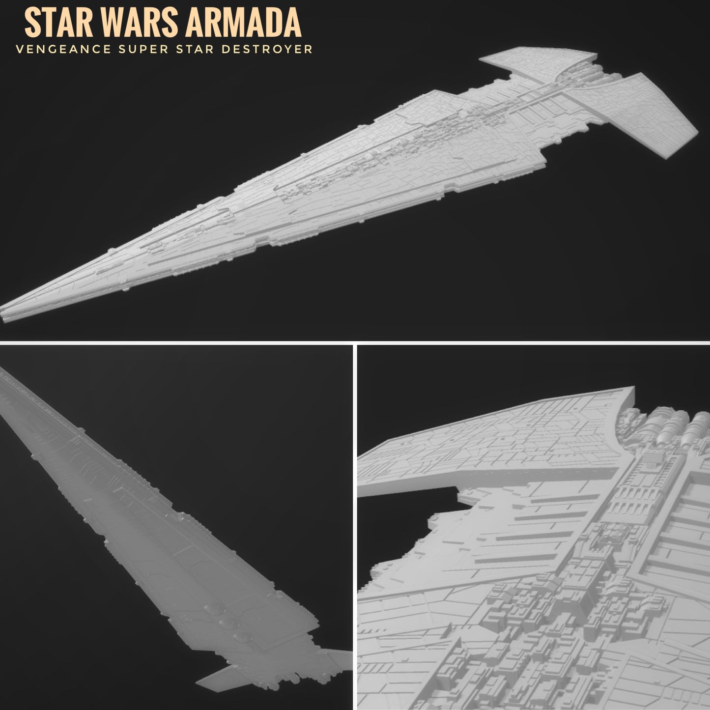 Star Wars Armada Vengeance Super Star Destroyer 24” 14k 3D printed