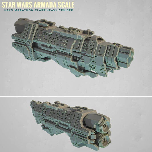 HALO Fleet Battles (Star Wars Armada scale) UNSC Marathon-Class Heavy Cruiser Hand-Painted or Raw 14k 3D Resin Print