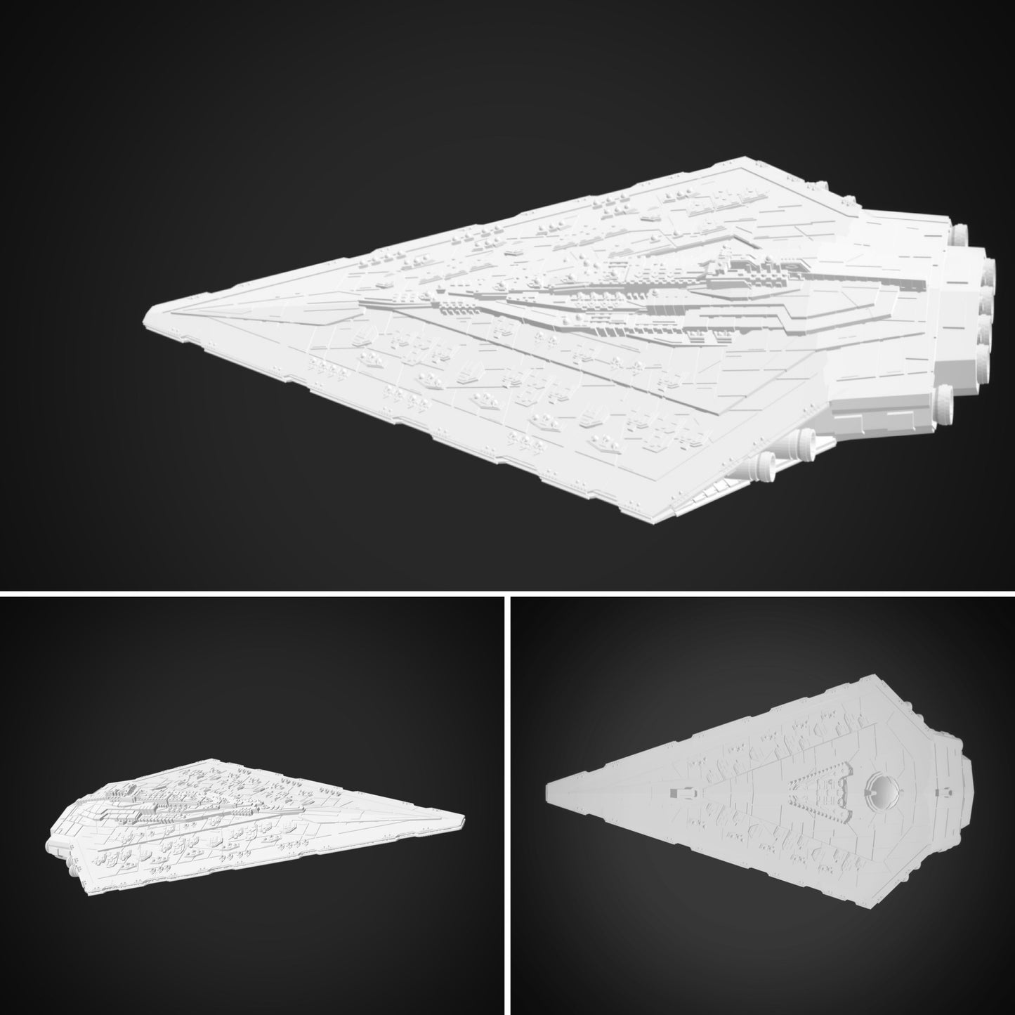 Star Wars Armada Imperial Asserter-class Super Star Destroyer Raw/Unpainted -or- Hand Painted Model 3D 14k Resin