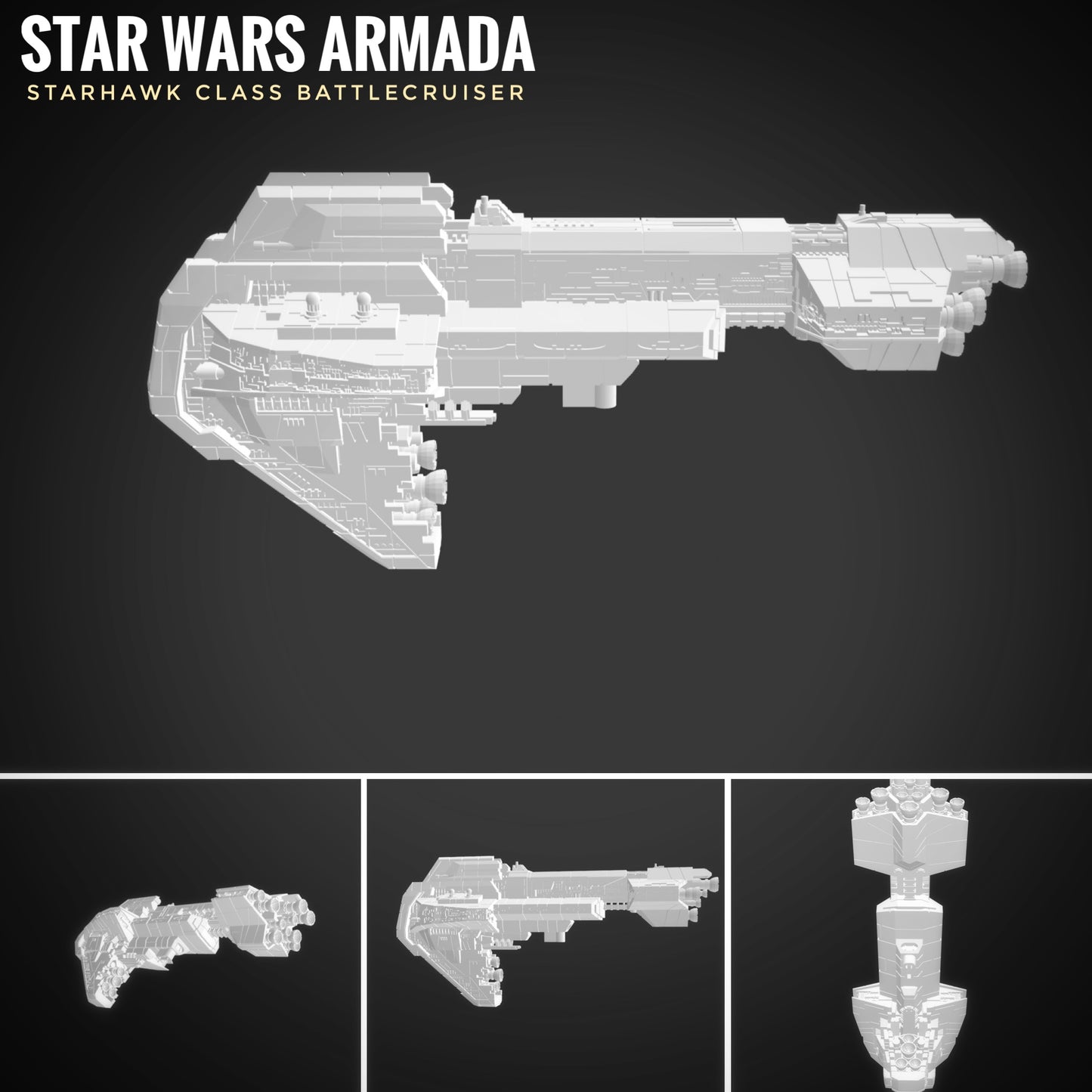 Star Wars Armada New Republic StarHawk-class Battleship Raw/Unpainted -or- Hand Painted Model 3D 14k Resin