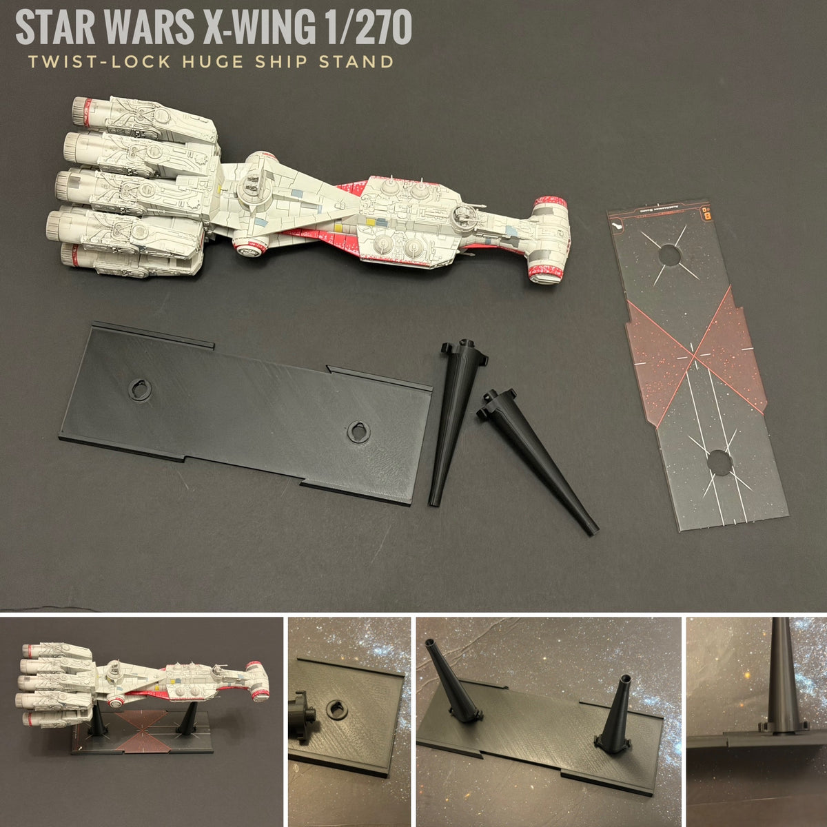 Star Wars X-Wing 1/270 HUGE EPIC ship Bases with Pegs Hi-res 3D Print
