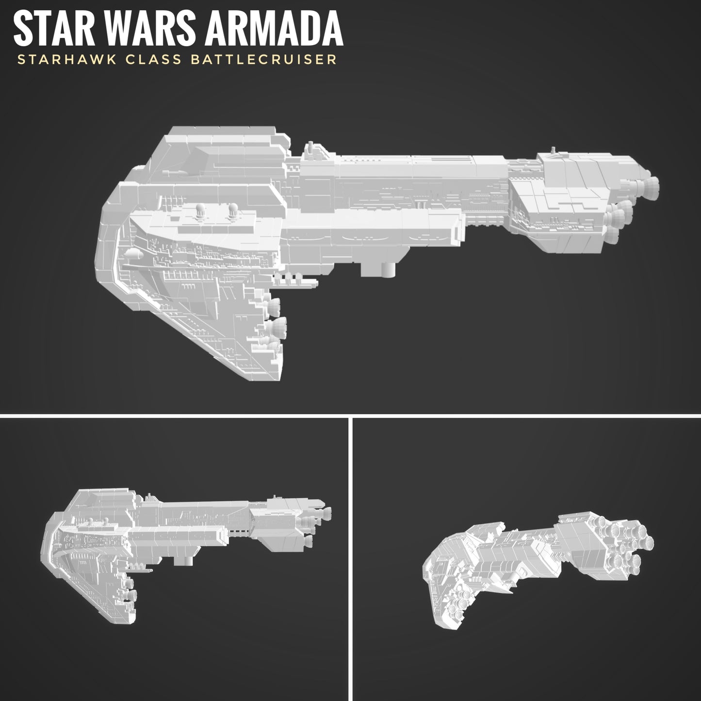 Star Wars Armada New Republic StarHawk-class Battleship Raw/Unpainted -or- Hand Painted Model 3D 14k Resin