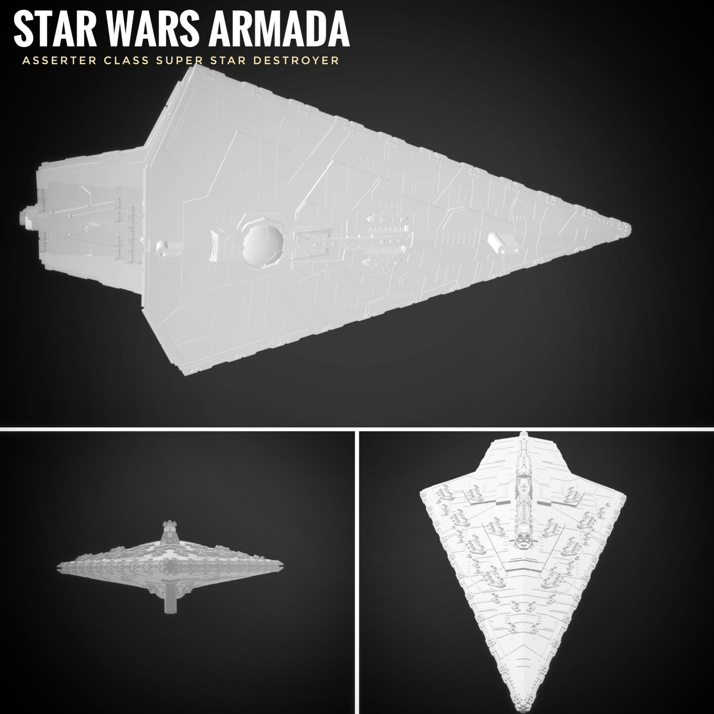 Star Wars Armada Imperial Asserter-class Super Star Destroyer Raw/Unpainted -or- Hand Painted Model 3D 14k Resin