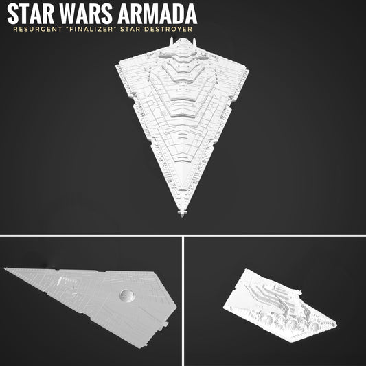 Star Wars Armada Resurgent Stsr Destroyer Raw/Unpainted -or- Hand Painted Model 3D 14k Resin